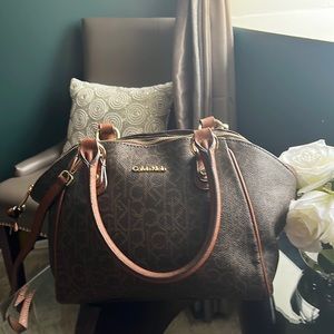 CALVIN KLEIN SIGNATURE DOME SATCHEL BAG!